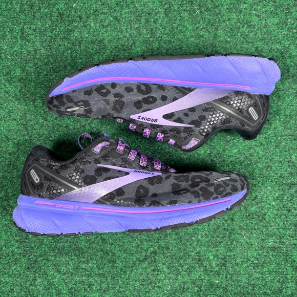 Brooks Shoes - Brooks Ghost 14 Womens Running Shoes 8 Leopard Print Purple Black 1203561B098